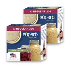 superb regular mouth mason jar canning lids – made in the usa – pack of 12 lids (2 boxes -12 lids each)