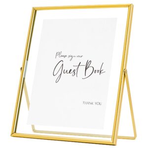 calculs gold floating picture frame party entry registry in decorative sign welcome guestbook signage décor display photo holder table top photobooth 10 inches