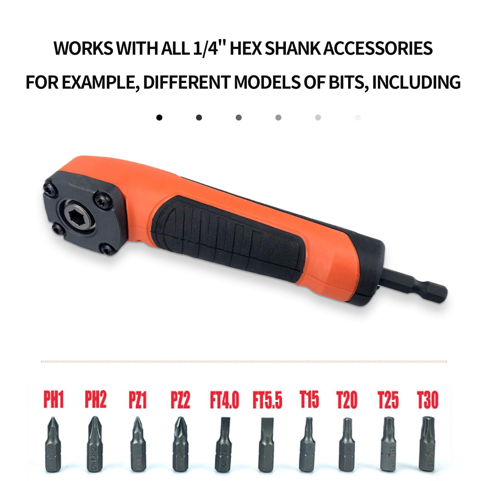 90 Degree Drill Adapter, Right Angle Drill Attachment, ABS Handle Screwdriver Socket Adapter, Drill Bit Corner Adapter, Perfect for Driving Screws and Drill Holes in Tight Spaces(Orange)