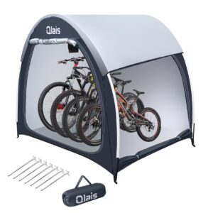 outdoor bike storage shed tent, pu4000 3 layer sliver coated bike cover with protective cover and water strap, portable bicycle shelter (extra large)