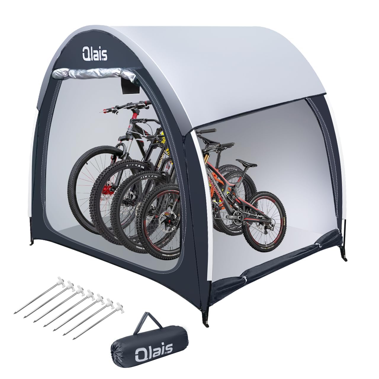 Outdoor Bike Storage Shed Tent, PU4000 3 layer Sliver Coated Bike Cover with Protective Cover and Water Strap, Portable Bicycle Shelter (Extra Large)