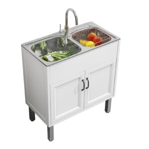 kitchen sink cabinet with cabinet,commercial sink kitchen，commercial/industrial sink with cold and hot faucet for small space basement small rv business restaurant ( color : a , size : 75*40*75cm )