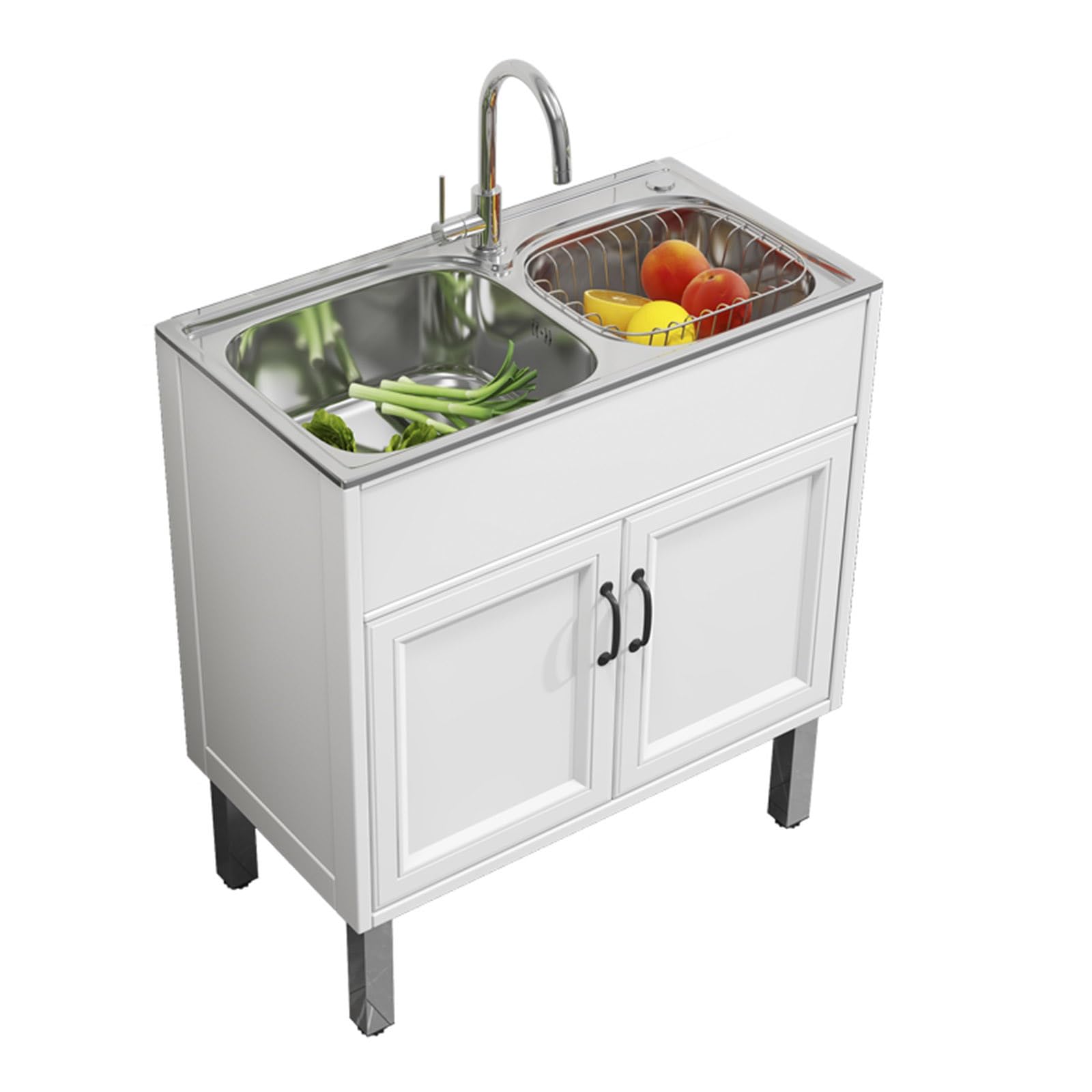 Kitchen Sink Cabinet With Cabinet,Commercial Sink Kitchen，Commercial/Industrial Sink With Cold And Hot Faucet For Small Space Basement Small Rv Business Restaurant ( Color : A , Size : 75*40*75cm )