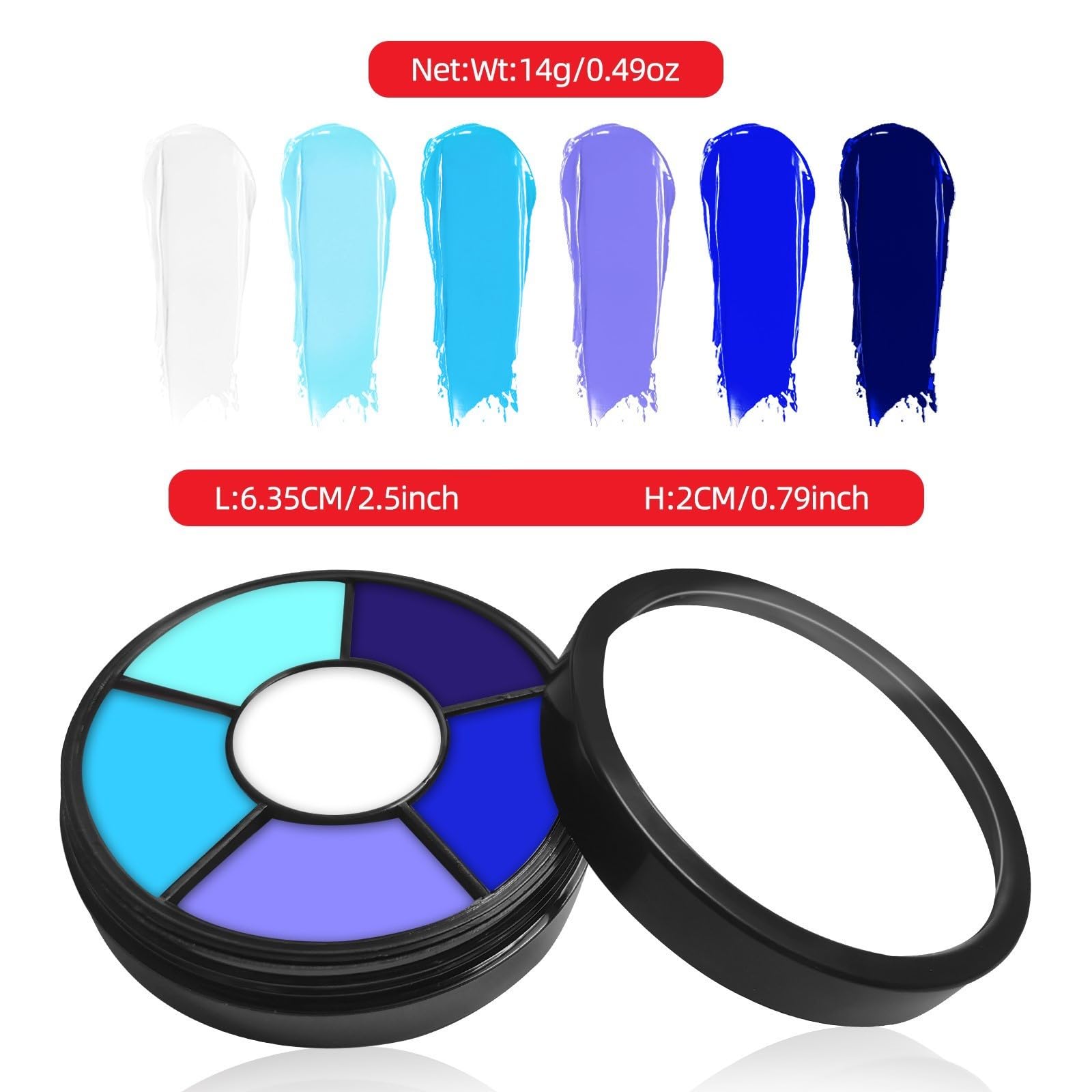 Go Ho 6 Colors Blue Face Body Paint,Cream Washable Formula Face Painting for Adults Children Halloween Cosplay,Body Paint FX Makeup Palette,Professional Face Paint Blue Makeup