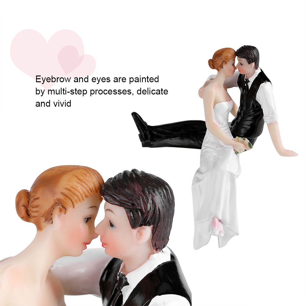 BORDSTRACT Funny Wedding Cake Toppers, Romantic Bride and Groom Shape Resin Figurine, for Wedding Proposal Banquet Party Decor