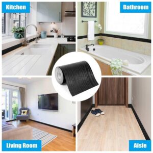 Nirvany 13 Yard Dark Brown Wood Grain Wallpaper Border Removable PVC Waterproof Peel and Stick Wallpaper,Bathroom Mirror Frame Border Sticker Wall Decor 3.93'' x 472''