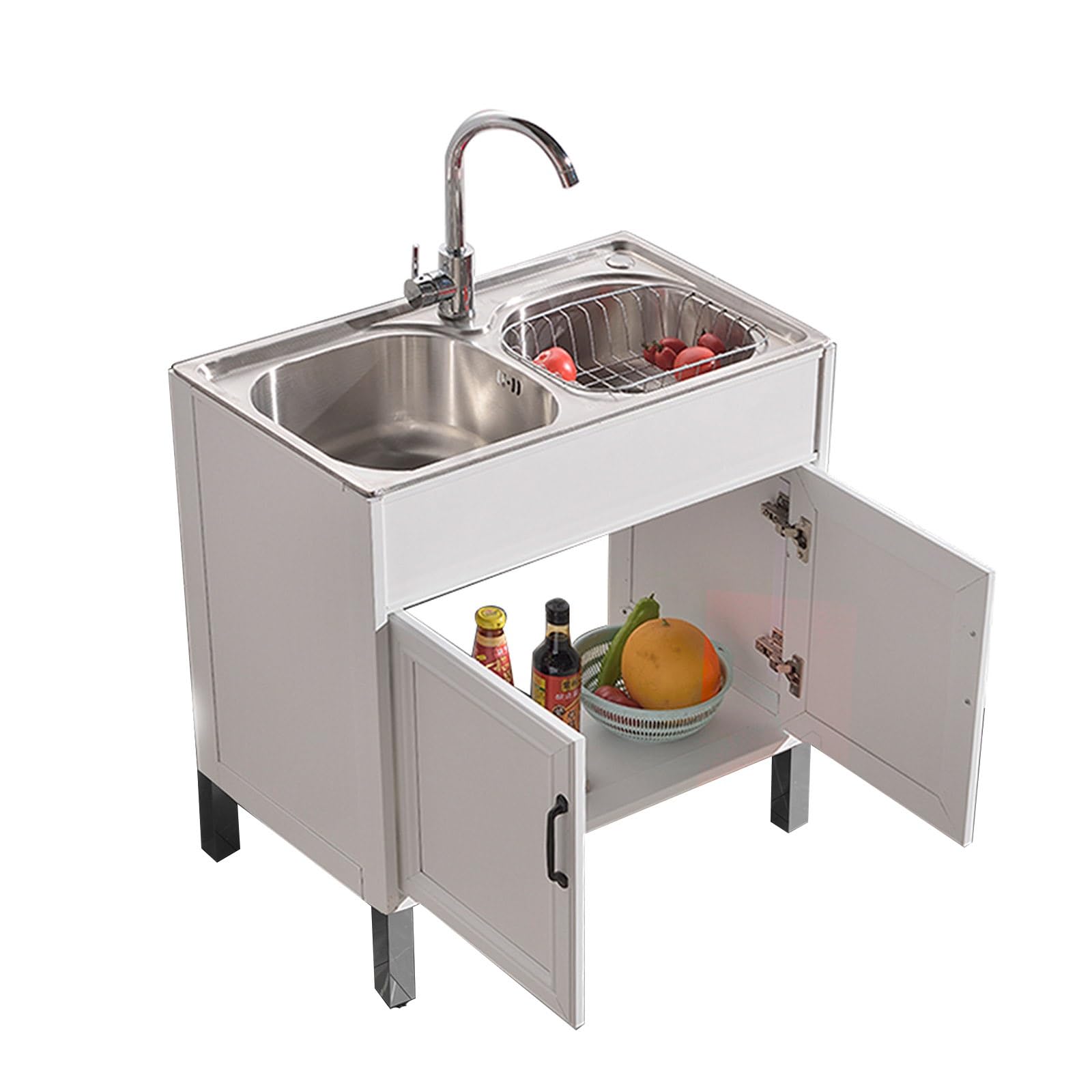 Kitchen Sink Cabinet With Cabinet,Commercial Sink Kitchen，Commercial/Industrial Sink With Cold And Hot Faucet For Small Space Basement Small Rv Business Restaurant ( Color : A , Size : 75*40*75cm )