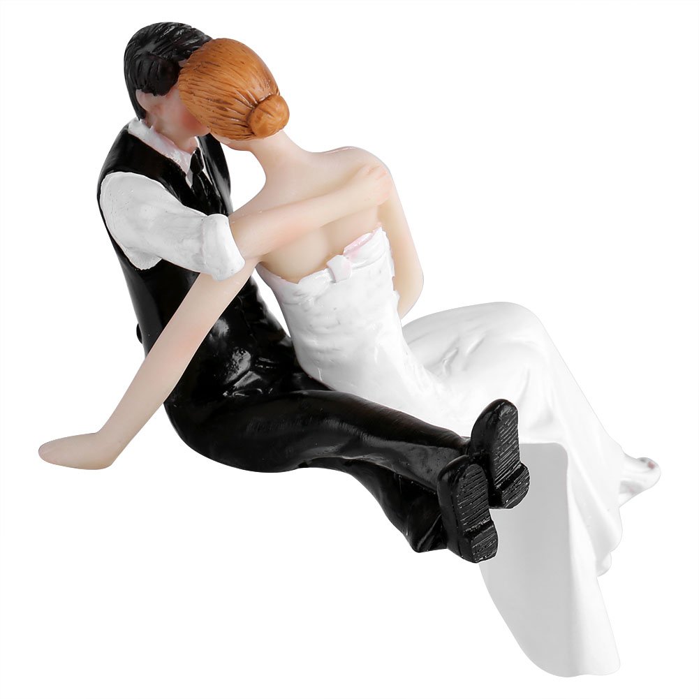 BORDSTRACT Funny Wedding Cake Toppers, Romantic Bride and Groom Shape Resin Figurine, for Wedding Proposal Banquet Party Decor