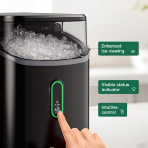 Silonn Nugget Ice Maker Countertop, Pebble Ice Maker with Soft Chewable Ice, One-Click Operation Ice Machine with Self-Cleaning, 33lbs/24H for Home,Kitchen,Office