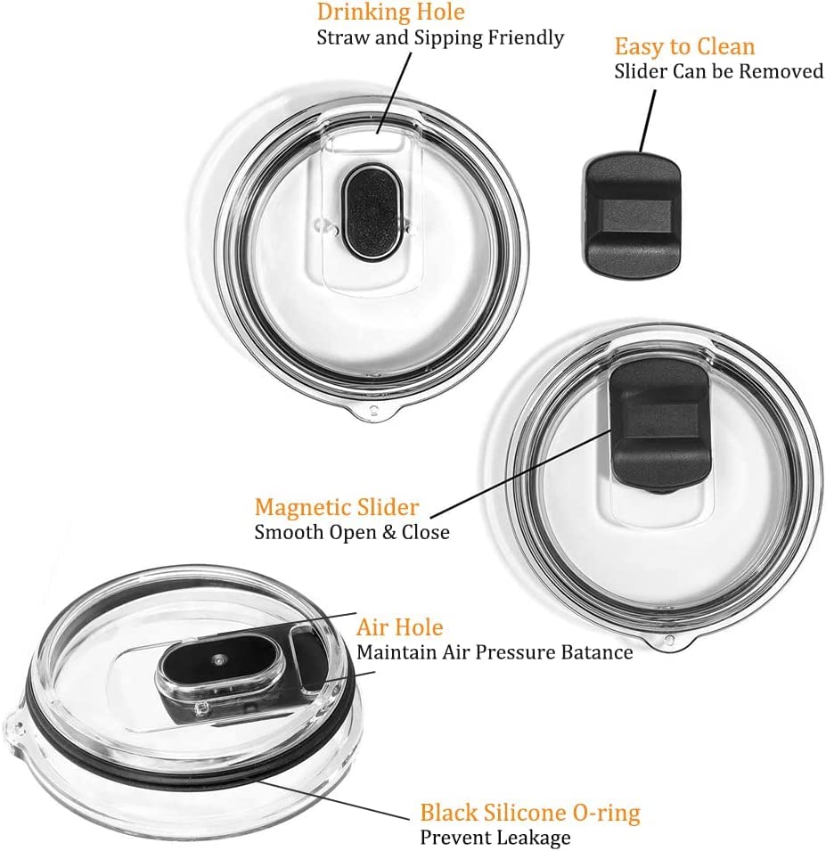 Magnetic Slider Replacement Block, Compatible with YETI Lids 10 oz, 14 oz, 16 oz, 20 oz, 26 oz, 30 oz, Black(2 Pack)