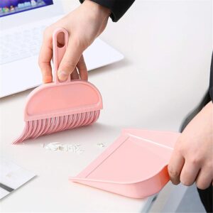 Plastic Mini Broom and Dustpan,Mini Cleaning Brush with Dustpan Set Desktop Cleaning Accessories,Pink with Dustpan Set,Plastic Mini Broom and Dustpan,Desktop Cleaning Set