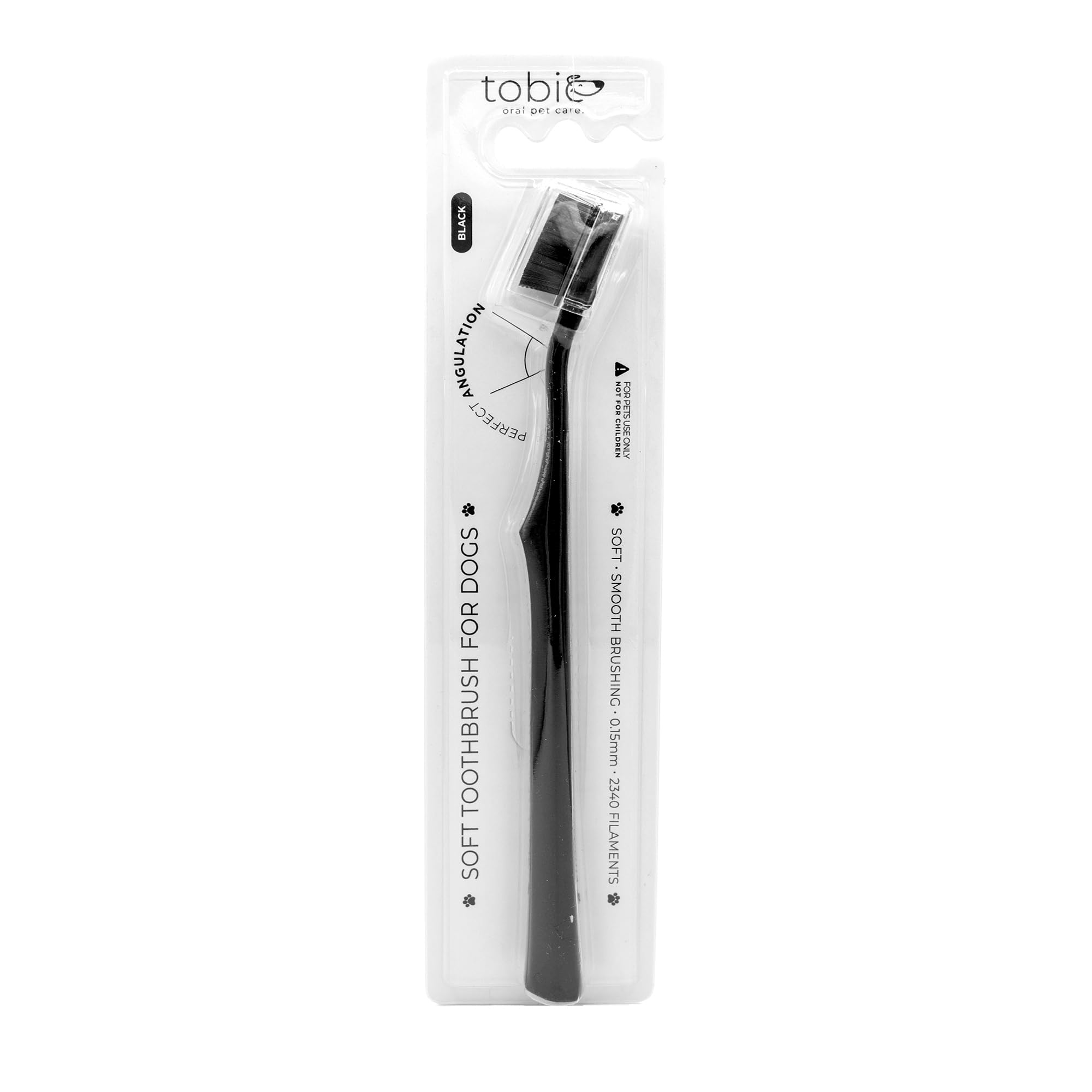 Tobie Oral Pet Care Toothbrush for Dogs with 2340 Filaments - Adult & Puppy Toothbrush - Gentle Doggy Toothbrush with Soft Bristles - Soft Dog Toothbrush for Dog Dental Care - in Black