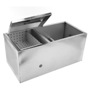 commercial grease trap 4 gallons per minute, stainless steel grease interceptor trap oil water separator with removable filter basket for kitchen restaurant