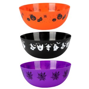 3 pieces halloween candy bowl halloween plastic trick treat candy bowls halloween pumpkin bucket plastic serving bowl tableware halloween serving bowl halloween party supplies (orange purple black)