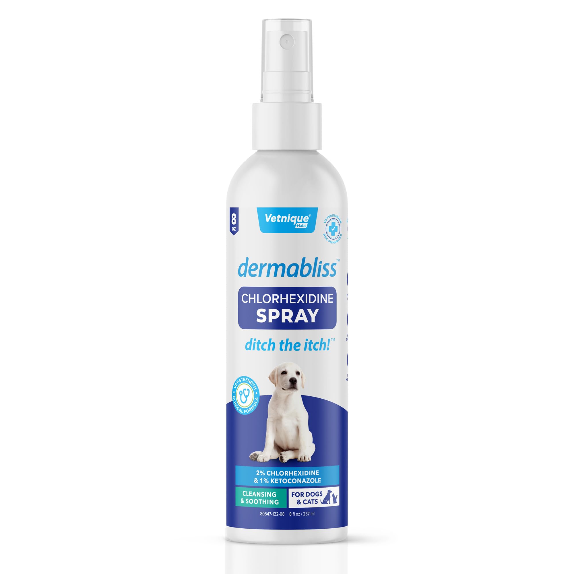 Vetnique Dermabliss Medicated Chlorhexidine Antiseptic Skin Spray for Dogs & Cats, Supports Skin Infections and Irritations 8oz