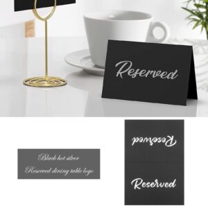 Micro Traders 20PCS Reserved Table Signs Double Sided Tent Cards Silver Foil Reserved Seating Labels for Wedding Party Restaurant Supplies 10x15cm Black