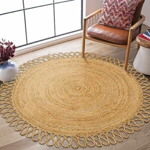 riangi jute braided rug circle rug 4’ round area rug, circular rug - elegant rugs for living room, 4 ft round rug, hand woven boho round rug 4ft for kitchen, farmhouse decorative floor rug