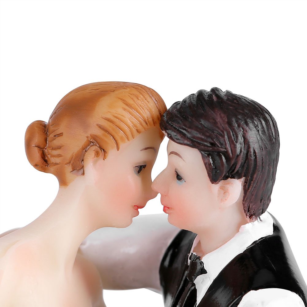 BORDSTRACT Funny Wedding Cake Toppers, Romantic Bride and Groom Shape Resin Figurine, for Wedding Proposal Banquet Party Decor