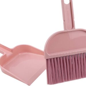 Plastic Mini Broom and Dustpan,Mini Cleaning Brush with Dustpan Set Desktop Cleaning Accessories,Pink with Dustpan Set,Plastic Mini Broom and Dustpan,Desktop Cleaning Set