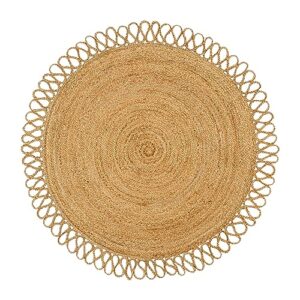 RIANGI Jute Braided Rug Circle Rug 4’ Round Area Rug, Circular Rug - Elegant Rugs for Living Room, 4 Ft Round Rug, Hand Woven Boho Round Rug 4ft for Kitchen, Farmhouse Decorative Floor Rug