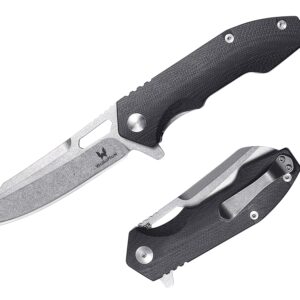 WALLOPTON Camping Folding Knife - S35VN Powder Steel G10 Handle Comfortable Grip - Great for Cutting Hunting Hiking Survival, Father’s Day Gifts for Men Husband Dad. Include Sheath & Screwdriver