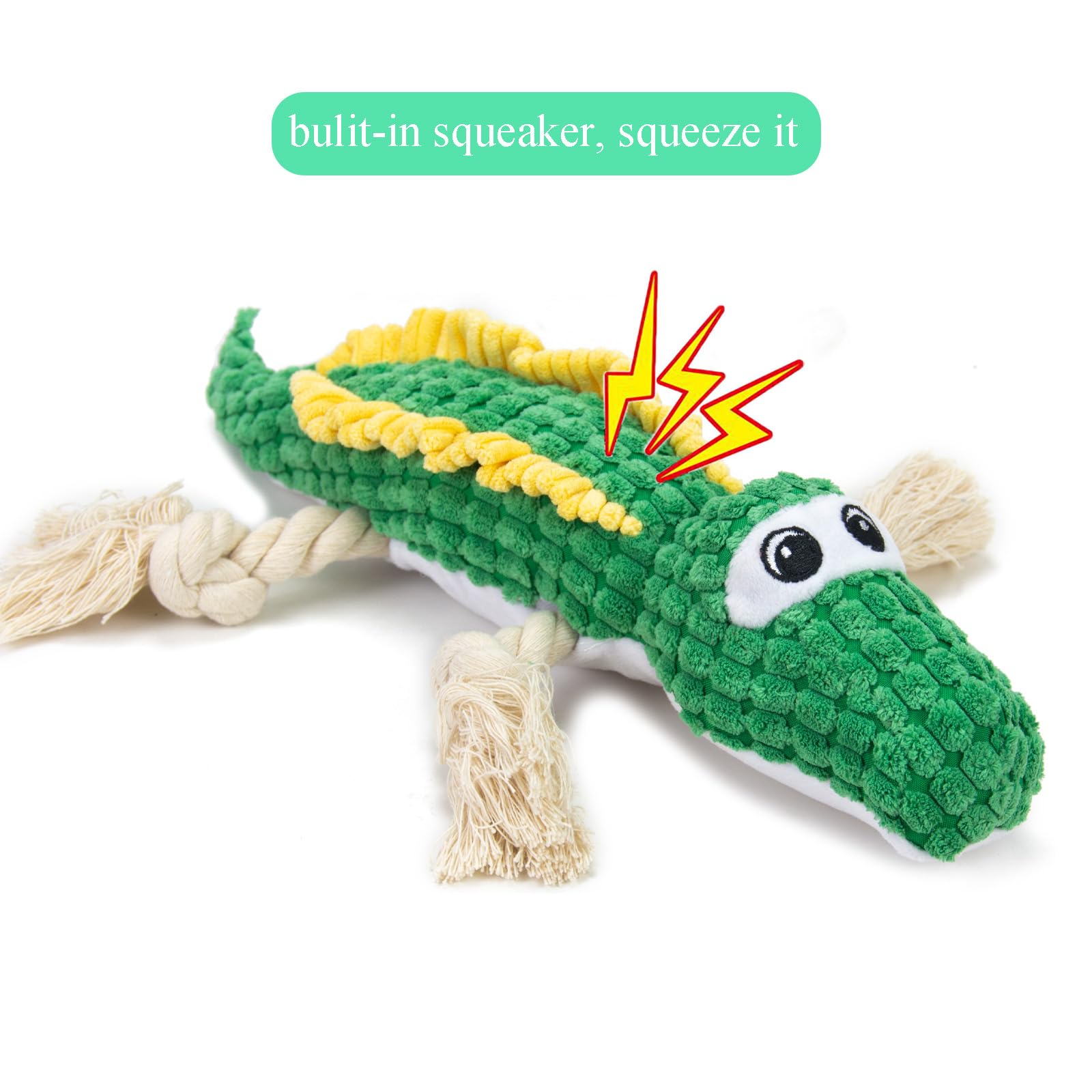 WildWave Dog Plush Toys Dog Chew Toys Pet Squeaky Toys with Squeaker, Interactive Chewing and Long-lasting Soft Toys for Puppy Small Medium Dogs Teeth Cleaning Training(Crocodile)