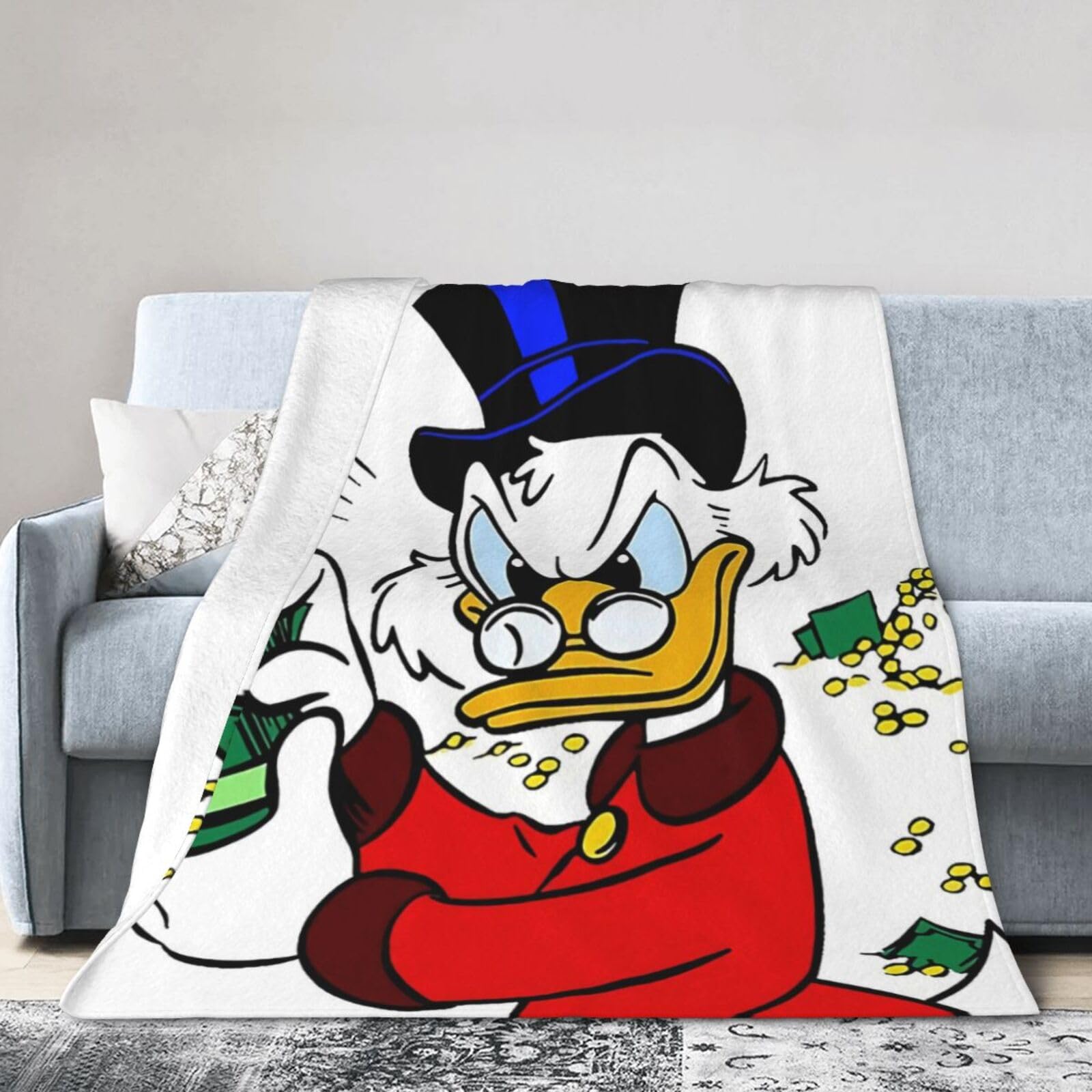 Scrooge Mcduck Blanket Soft Cozy Fleece Throw Blanket Plush Lightweight Warm Fuzzy Flannel Blankets and Throws for Boys Girls Couch Sofa Bed 60"X50"