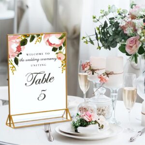 LHFFZJ Acrylic Sign Holder 5x7 Gold Acrylic Frame Display Stand, Clear Wedding Table Number Holder, Acrylic Frames for Home Office Shop Photo Frames Exhibition (6pcs)