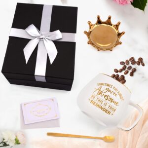 Coffee Mugs for Women, Thank You Gifts for Women Coworkers, Awesome Gifts & 2024 Graduation Gifts, Birthday Gift Sets for Women Friendship Appreciation Gifts for Boss-Unique Crown Gifts