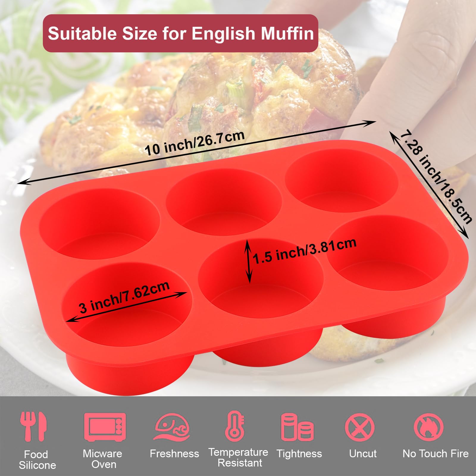 Nalchois Silicone Egg Molds, Non-stick 6-Cavity Egg Bites Molds Deep 3 Inch Dash Silicone Egg Cups, Silicone Hamburger Bun Rolls Molds for Egg Breakfast Sandwiches Omelets Dinner Rolls Baking