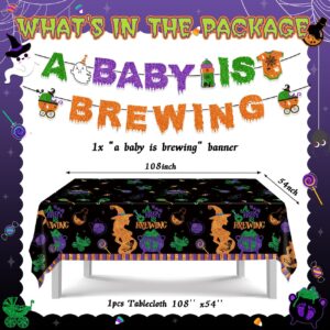 Halloween Baby Shower Decorations Halloween A Baby is Brewing Plates Napkins Cups Tablecloth Banner Balloons for Halloween Baby Shower Gender Reveal Party