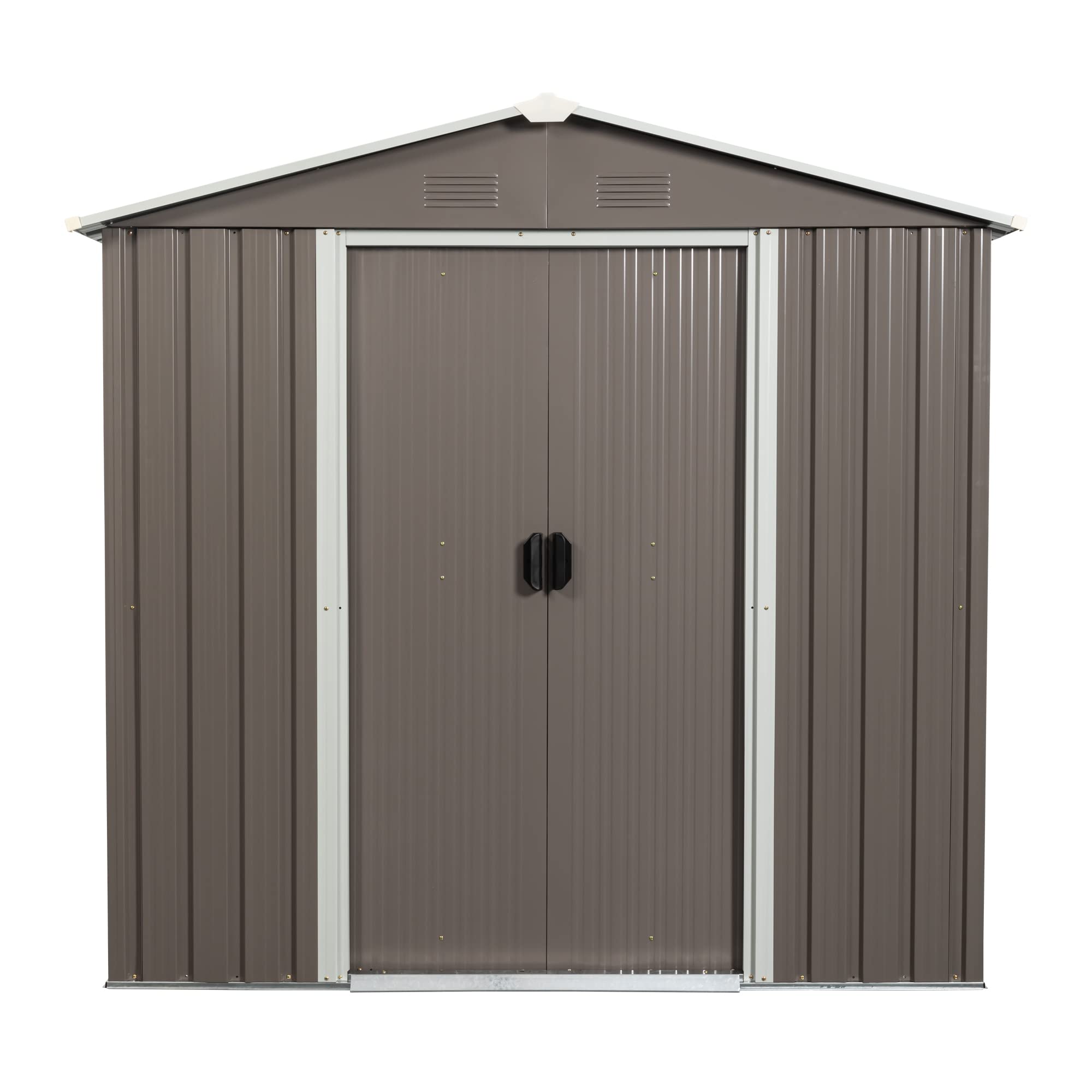 RITSU 6ft x 5ft Outdoor Storage Shed, Outdoor Metal Storage House with Sliding Door for Bike, Tools, Garden Shed Small Tool Outside Storage Cabinet for Backyard, Patio, Lawn, Spire, Grey