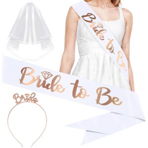 katchon, bride to be decorations kit - pack of 5 | bride to be sash, headband, tattoos, veil | bride sash bachelorette party decorations | bridal shower decorations | bachelorette party accessories