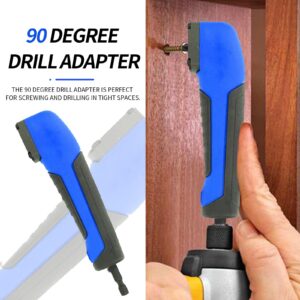 Right Angle Drill Attachment, 90 Degree Drill Adapter, Screwdriver Socket Adapter, Drill Bit Corner Adapter for Most Electric Drills, Socket Wrenches, Perfect for Driving Screws in Tight Spaces(Blue）