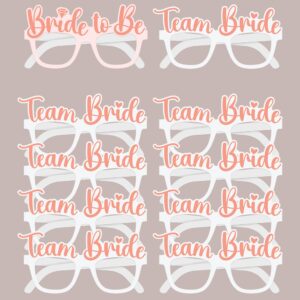 katchon, rose gold bridal shower photo props - pack of 10 | team bride glasses, bridal shower photo booth props | rose gold bachelorette party decorations | bride sunglasses, bridal shower decorations