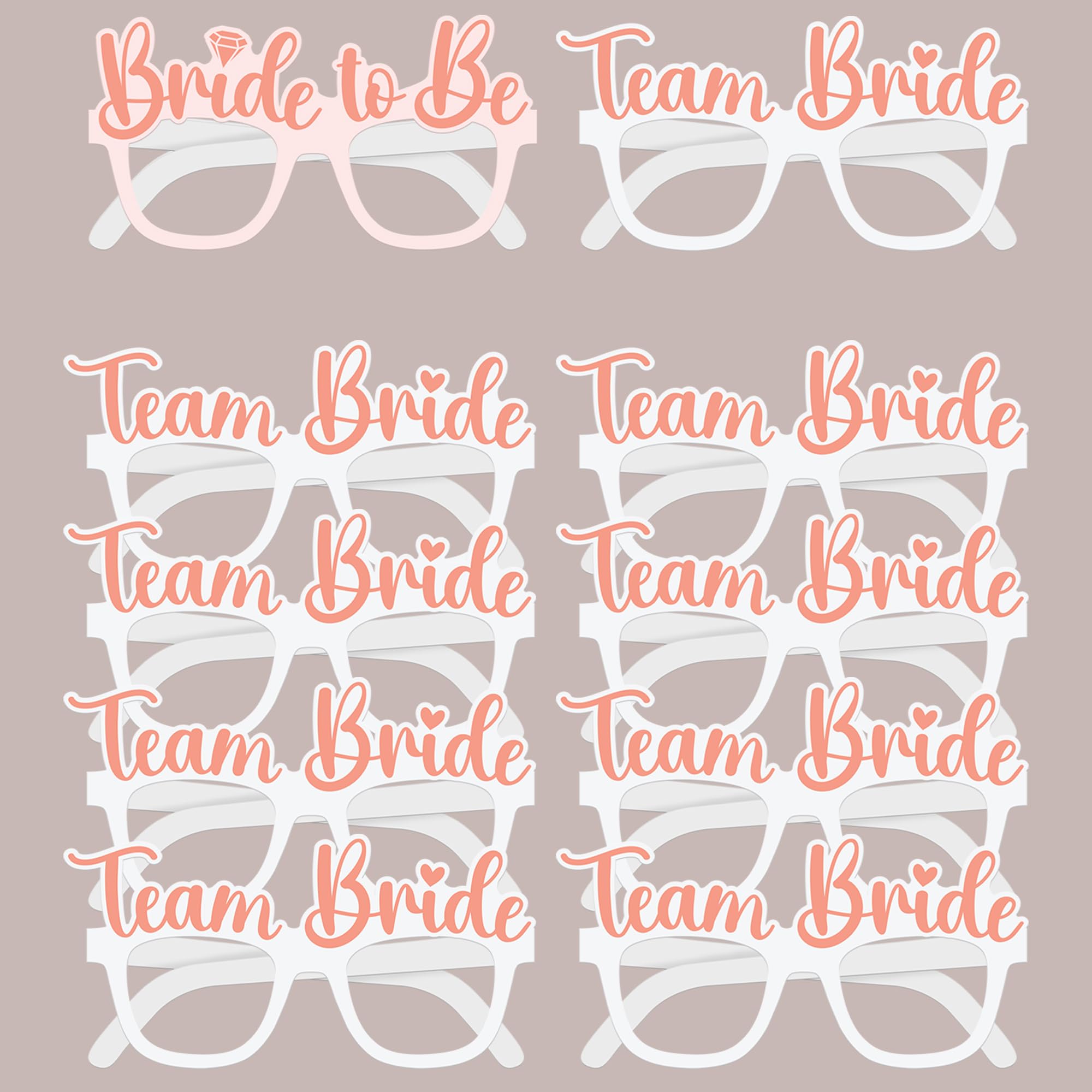 KatchOn, Rose Gold Bridal Shower Photo Props - Pack of 10 | Team Bride Glasses, Bridal Shower Photo Booth Props | Rose Gold Bachelorette Party Decorations | Bride Sunglasses, Bridal Shower Decorations