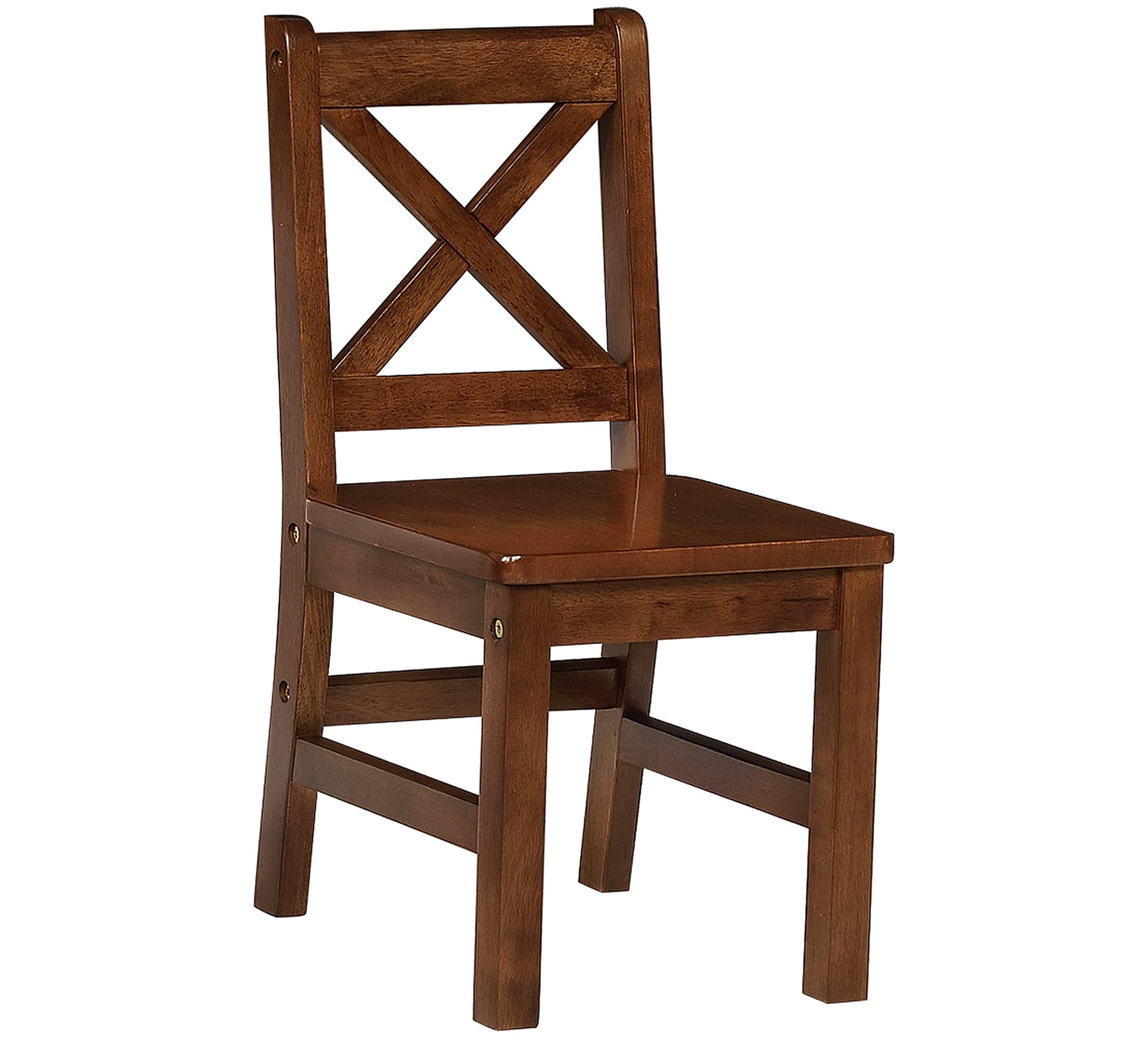 eHemco Solid Hard Wood X Back Kids Chair, Coffee, Set of 2