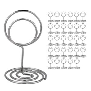 umetdo 30pcs table number holders place card holder - photo holders for tables, cards stand name menu clips, table sign holders for wedding anniversary birthday party, silver