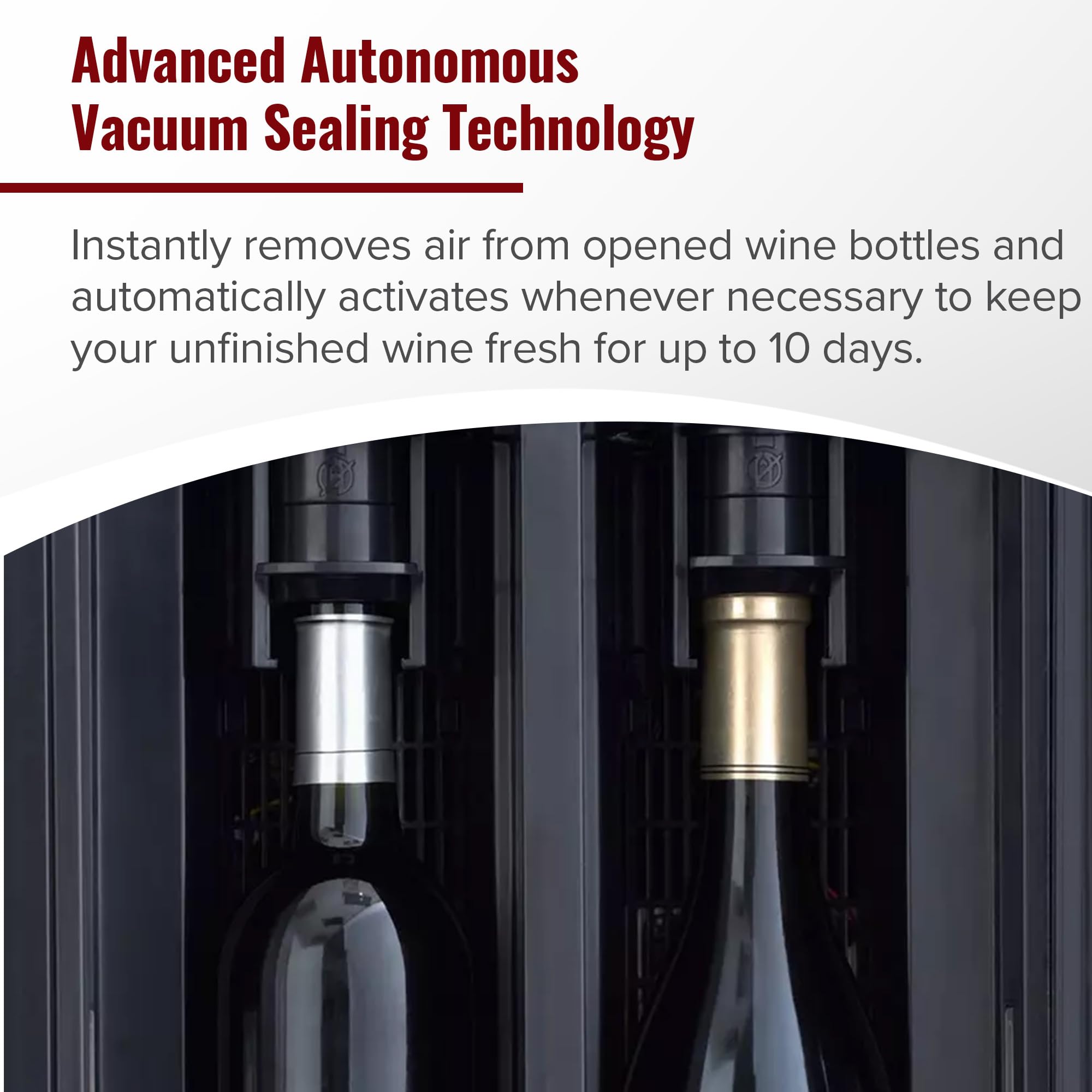 Wine Enthusiast Somm du Vin 2-Bottle Wine Preserver and Chiller – Split Zone Temperature Control, Hands Free Vacuum Seal System, Touchscreen Controls (Right Hinge)