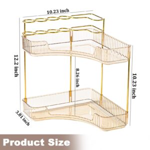 Ghtlves 2-Tier Corner Bathroom Counter Organizer, Gold, Metal