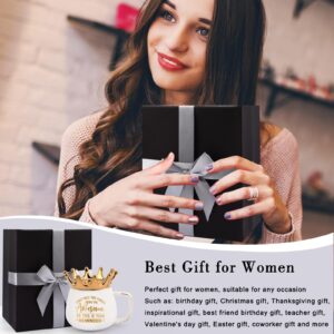 Coffee Mugs for Women, Thank You Gifts for Women Coworkers, Awesome Gifts & 2024 Graduation Gifts, Birthday Gift Sets for Women Friendship Appreciation Gifts for Boss-Unique Crown Gifts