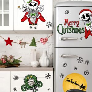 Yovkky 158 PCS Merry Christmas Nigh.tmar.e BEF.ore Christmas Window Clings, Santa Claus Xmas Tree Stickers Decals Decor, 2025 New Year Winter Holiday Party Home Kitchen Decorations