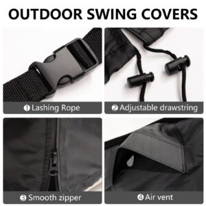 WEIMELL Outdoor Swing Cover 3 Triple Seater Waterproof Porch Swing Cover 420D Patio Swing Protector Cover(86W*48D*67H inch)