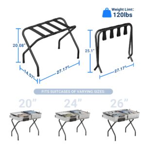 Jsluiiys Luggage Rack, Pack of 2, Folding Luggage Stand, X-Type Folding Suitcase Stand, Black Heavy-Duty Luggage Holder, Steel Frame Luggage Racks for Guest Room, Bedrooms, Hotels, Holds up to 120 lbs