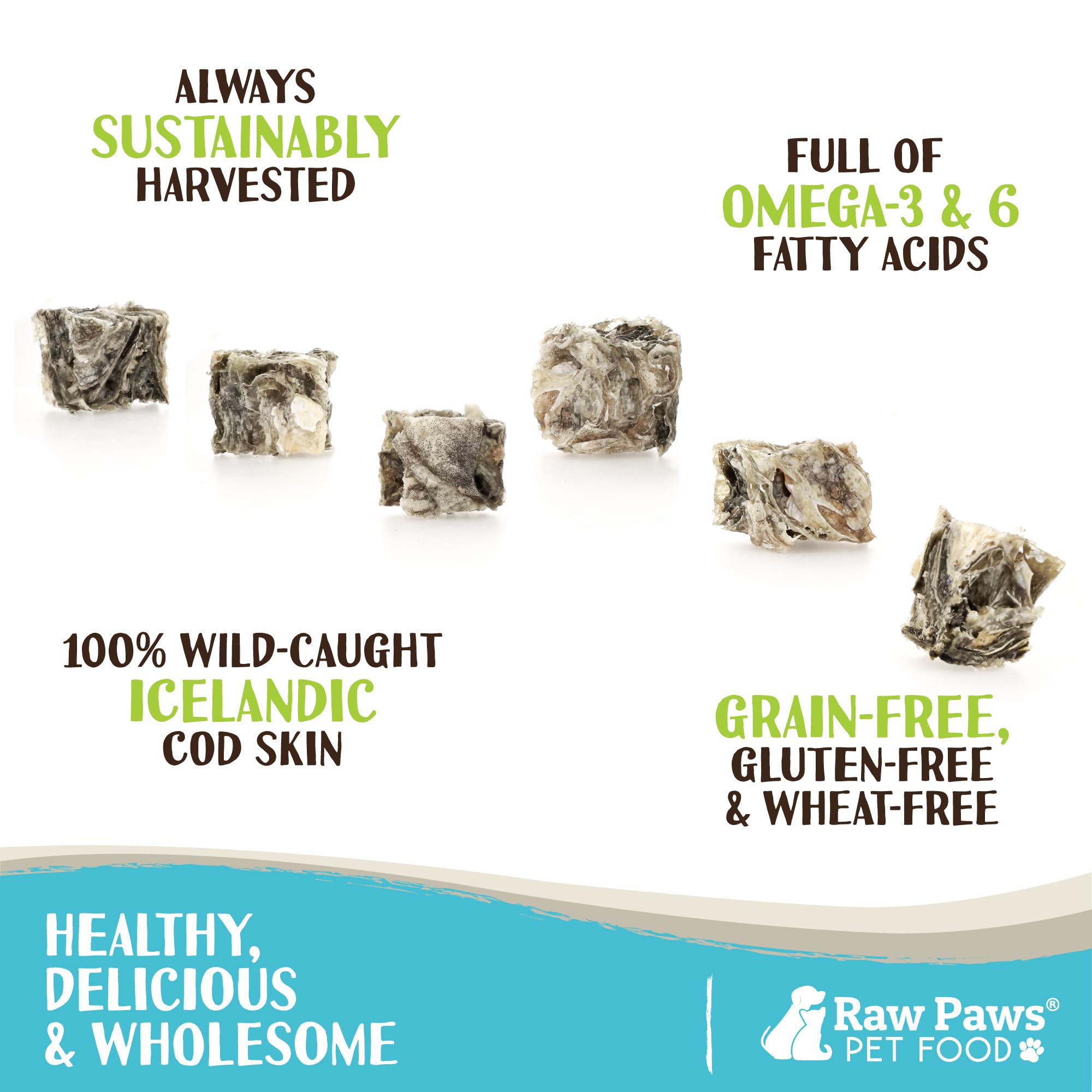 Raw Paws Cod Skin Cubes for Dogs, 5-oz – Cod Skins for Dogs - Fish Skins for Dogs - Fish Skin Chews for Dogs - Cod Skin Dog Treats - Cod Treats for Dogs - Crunchy Cod Treats for Dogs - Cod Dog Treats