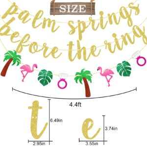 GXSOVSO Palm Springs Before the Ring Banner, Tropical Palm Bachelorette Party Decorations, Pre-strung Bridal Shower Engagement Wedding Decorations, Gold Glitter