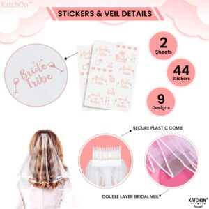 KatchOn, Bride To Be Decorations Kit - Pack of 5 | Bride To Be Sash, Headband, Tattoos, Veil | Bride Sash Bachelorette Party Decorations | Bridal Shower Decorations | Bachelorette Party Accessories