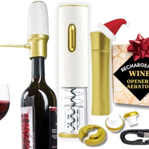 Rechargeable Electric Wine Opener Set - Wine Gift Set - Electric Wine Aerator - Wine Bottle Opener - Electric Wine Dispenser Opener Set - Wine Accessories Gifts for Women - Wine Sets Gifts