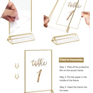 LHFFZJ Acrylic Sign Holder 5x7 Gold Acrylic Frame Display Stand, Clear Wedding Table Number Holder, Acrylic Frames for Home Office Shop Photo Frames Exhibition (6pcs)