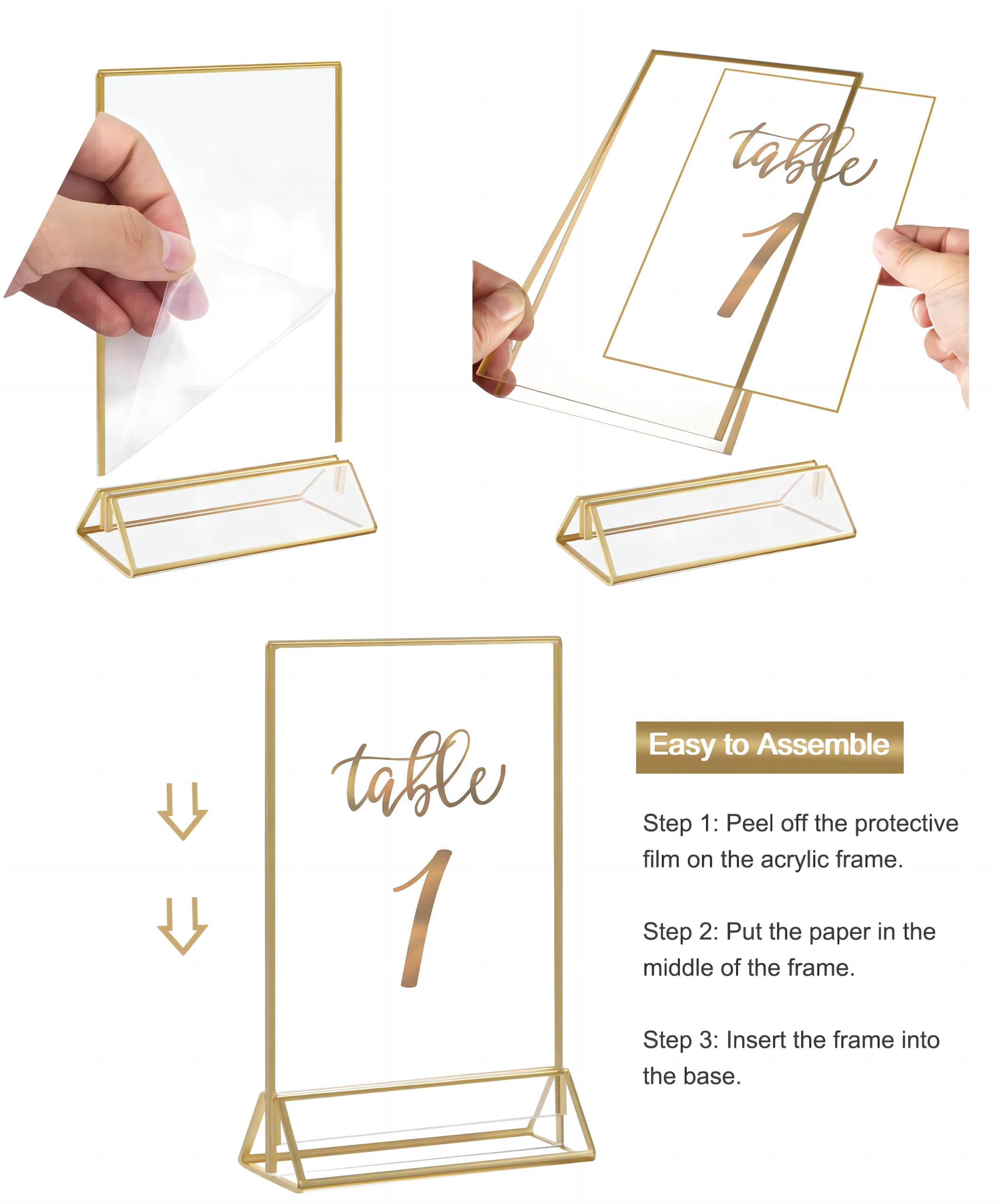 LHFFZJ Acrylic Sign Holder 5x7 Gold Acrylic Frame Display Stand, Clear Wedding Table Number Holder, Acrylic Frames for Home Office Shop Photo Frames Exhibition (6pcs)